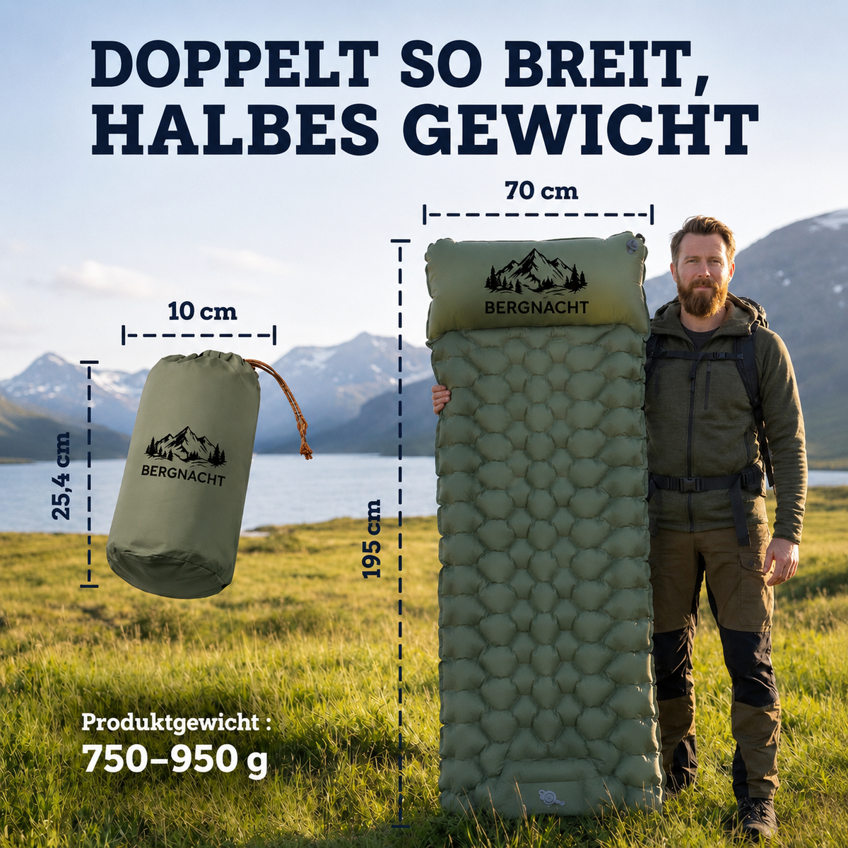Ausrollen, aufpumpen,genießen.